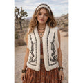 HOUSE OF HARLOW 1960 Floral Paisley Embroidered Faux Fur Vest Bohemian One Size
