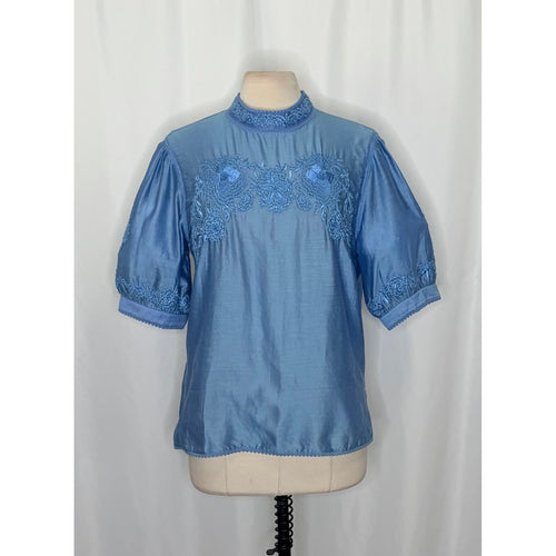 Anthropologie PAYAL JAIN Embroidered Carrington Floral Blouse Top Silk Medium