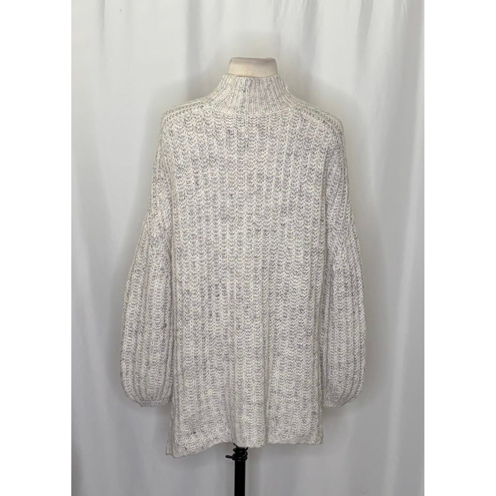 Anthropologie PILCRO Textured Tunic Sweater Gray Marled Knit Wool Linen Medium