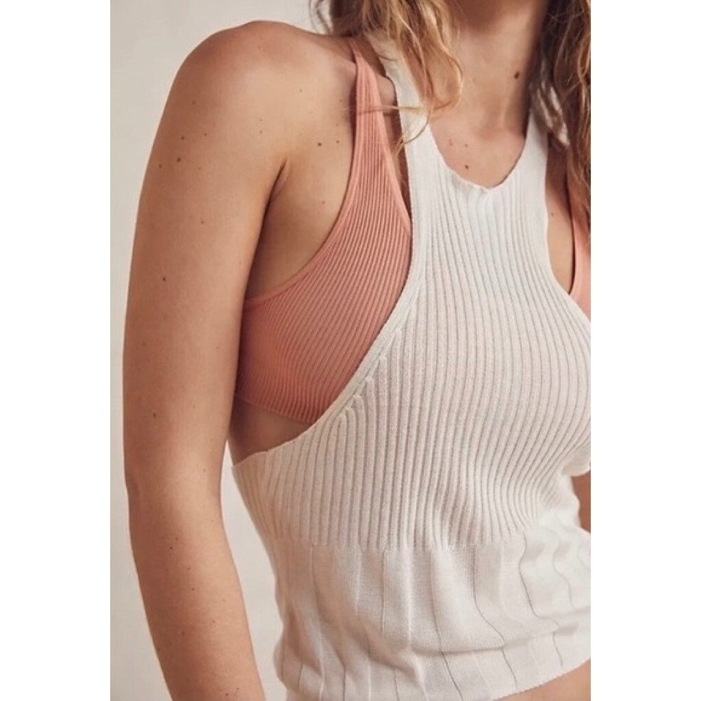 FREE PEOPLE Intimately Switch It Up Tank Cami Green Balsam Ribbed Knit Large