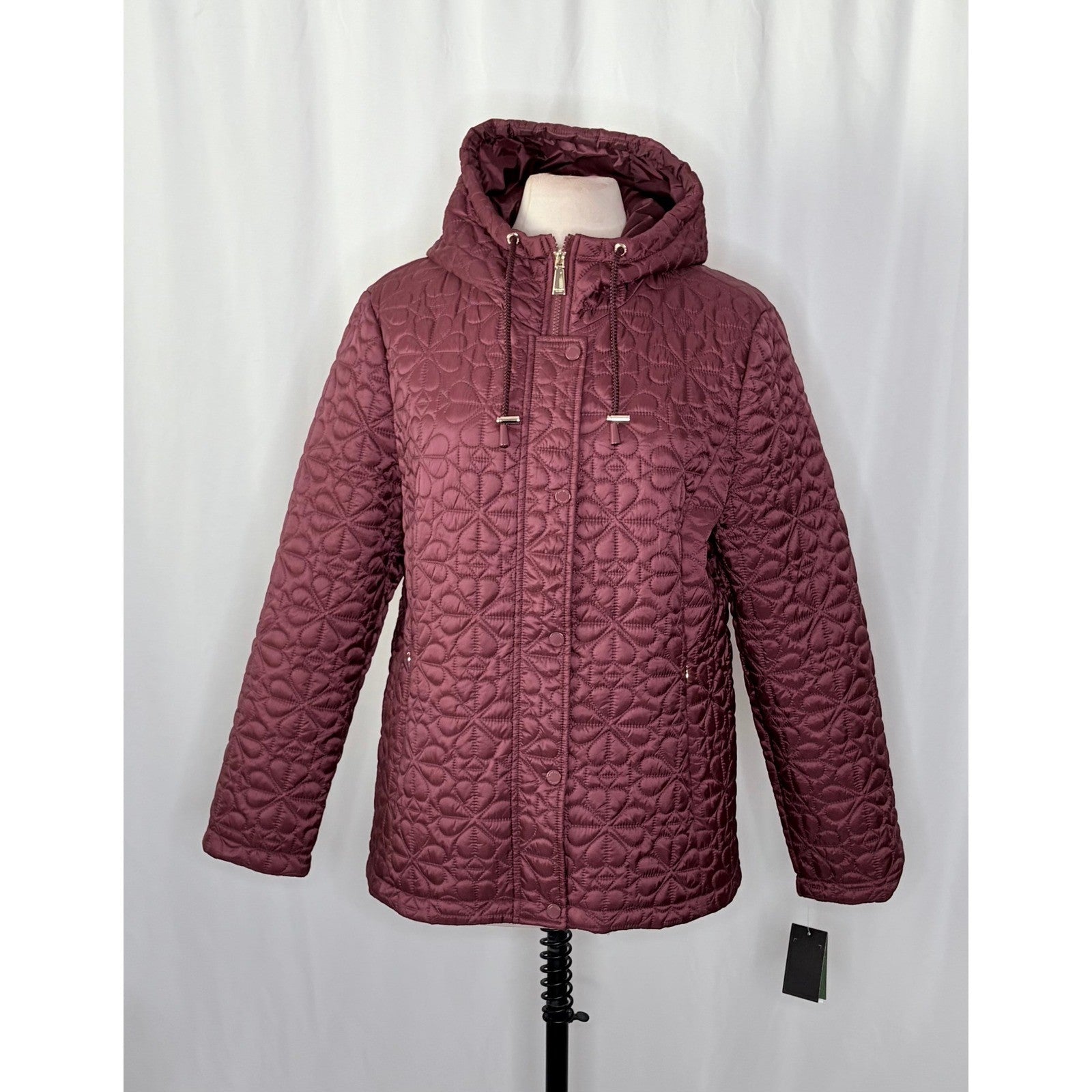 NWT!! KATE SPADE New York Water Resistant Hooded Floral Quilted Jacket X-Large