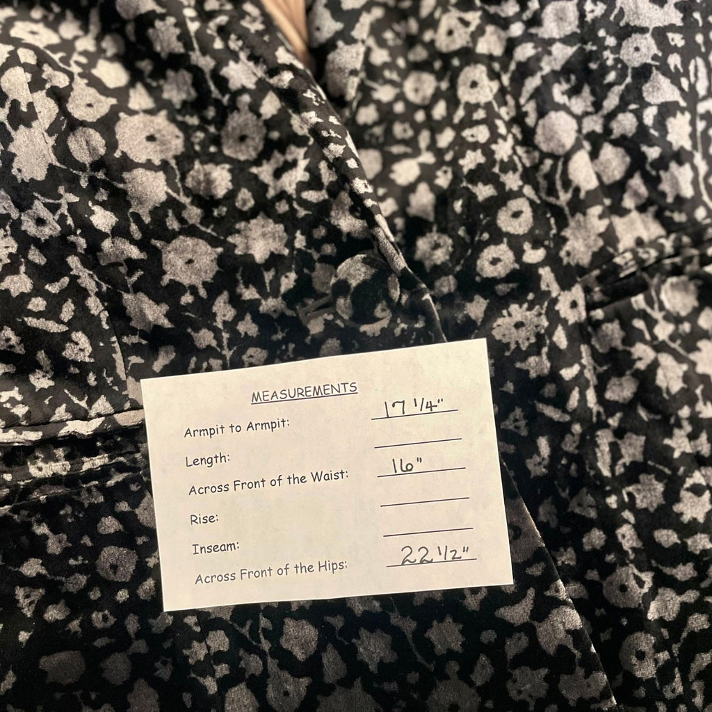 Anthropologie ELEVENSES Lumi Velvet Blazer Jacket Floral Black Silver Size 2