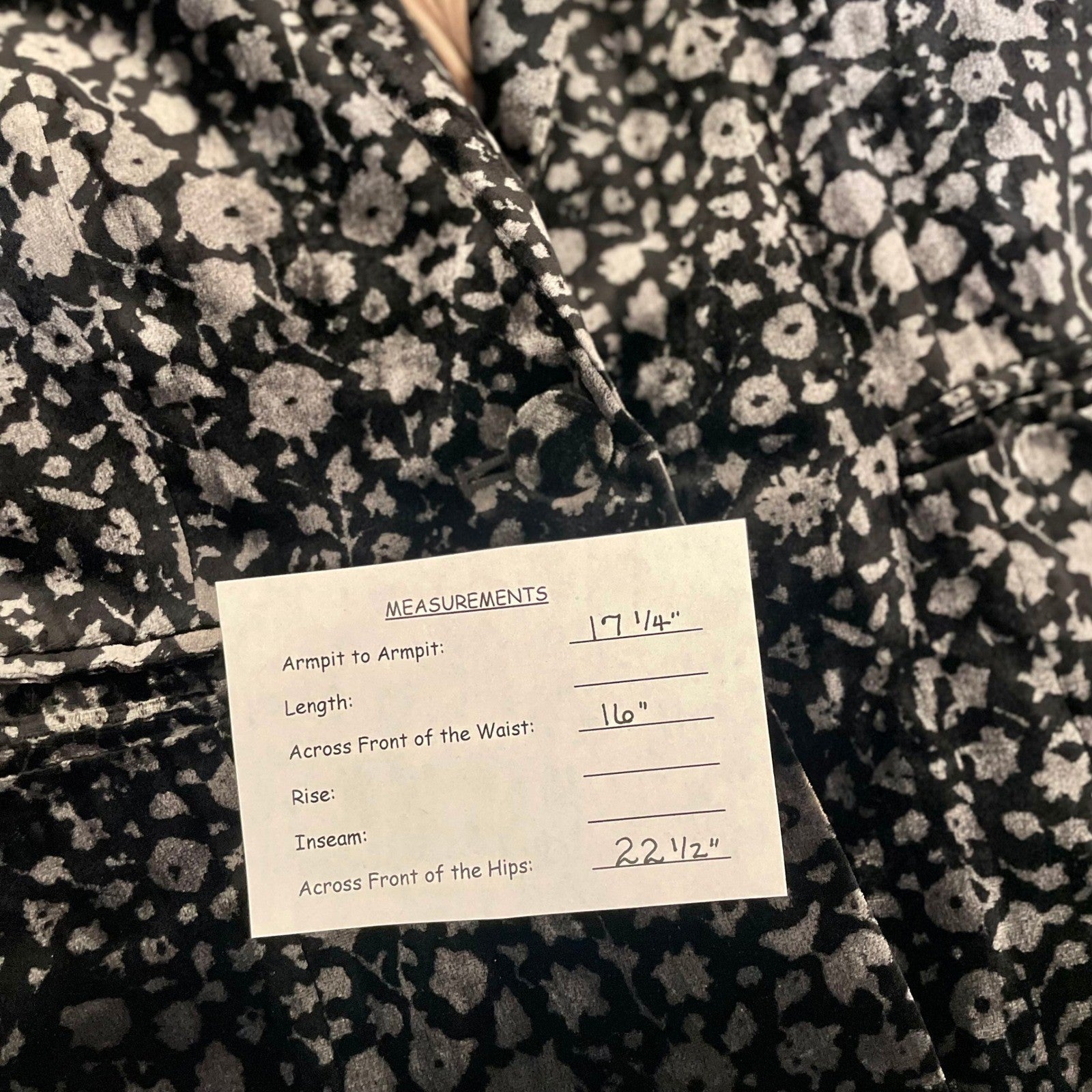 Anthropologie ELEVENSES Lumi Velvet Blazer Jacket Floral Black Silver Size 2