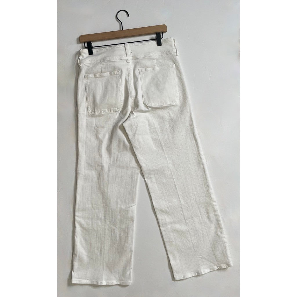 NWT!! J. CREW Slim Wide Leg Jeans Stacked Buttons Solid White Preppy Size 27
