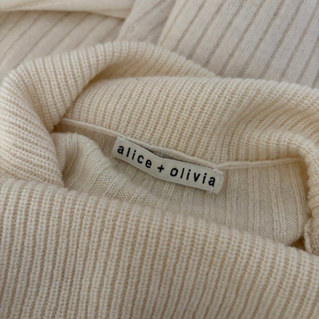 ALICE + OLIVIA Cashmere Wool Hailee Sweater Dress Cowl Neck Midi Ribbed Medium