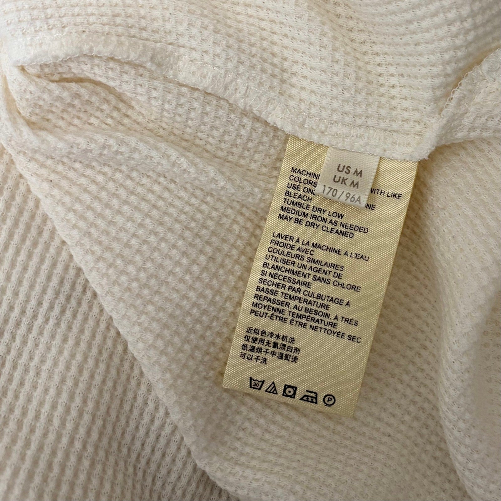 By ANTHROPOLOGIE Waffle Knit Oversized Top Shirt Pullover Pale Ivory Medium