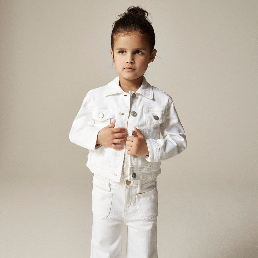 NWT!! Girl's J. CREW Crewcuts Cropped Denim Trucker Jacket White Denim XXS 2-3