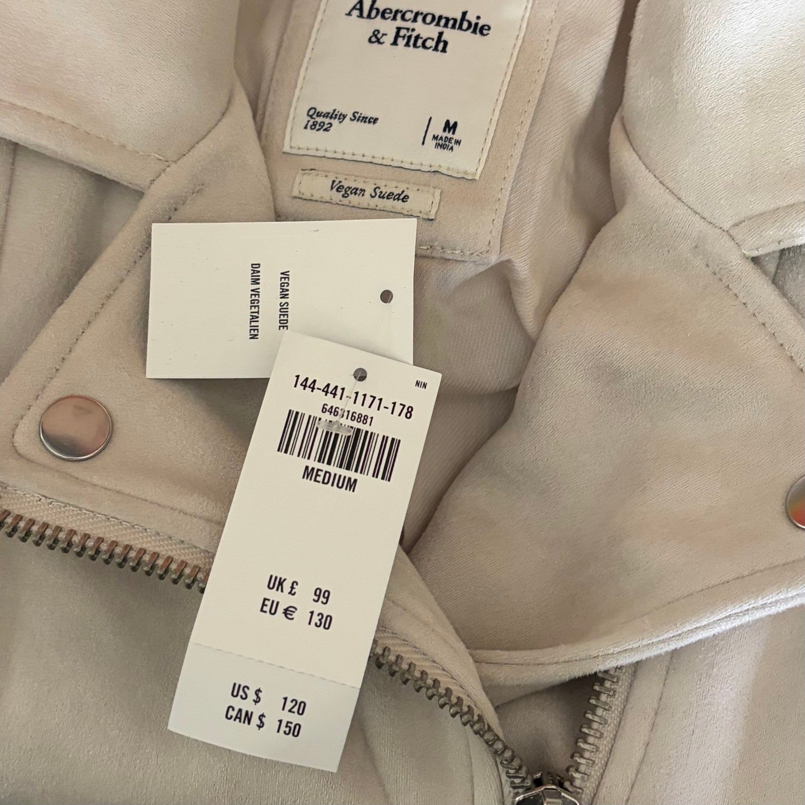 NWT!! ABERCROMBIE & FITCH Vegan Suede Moto Jacket