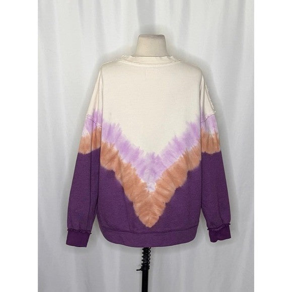 FP Movement FREE PEOPLE Ombre Metti Crew Sweatshirt Shirt Ombre Tie Dye Small