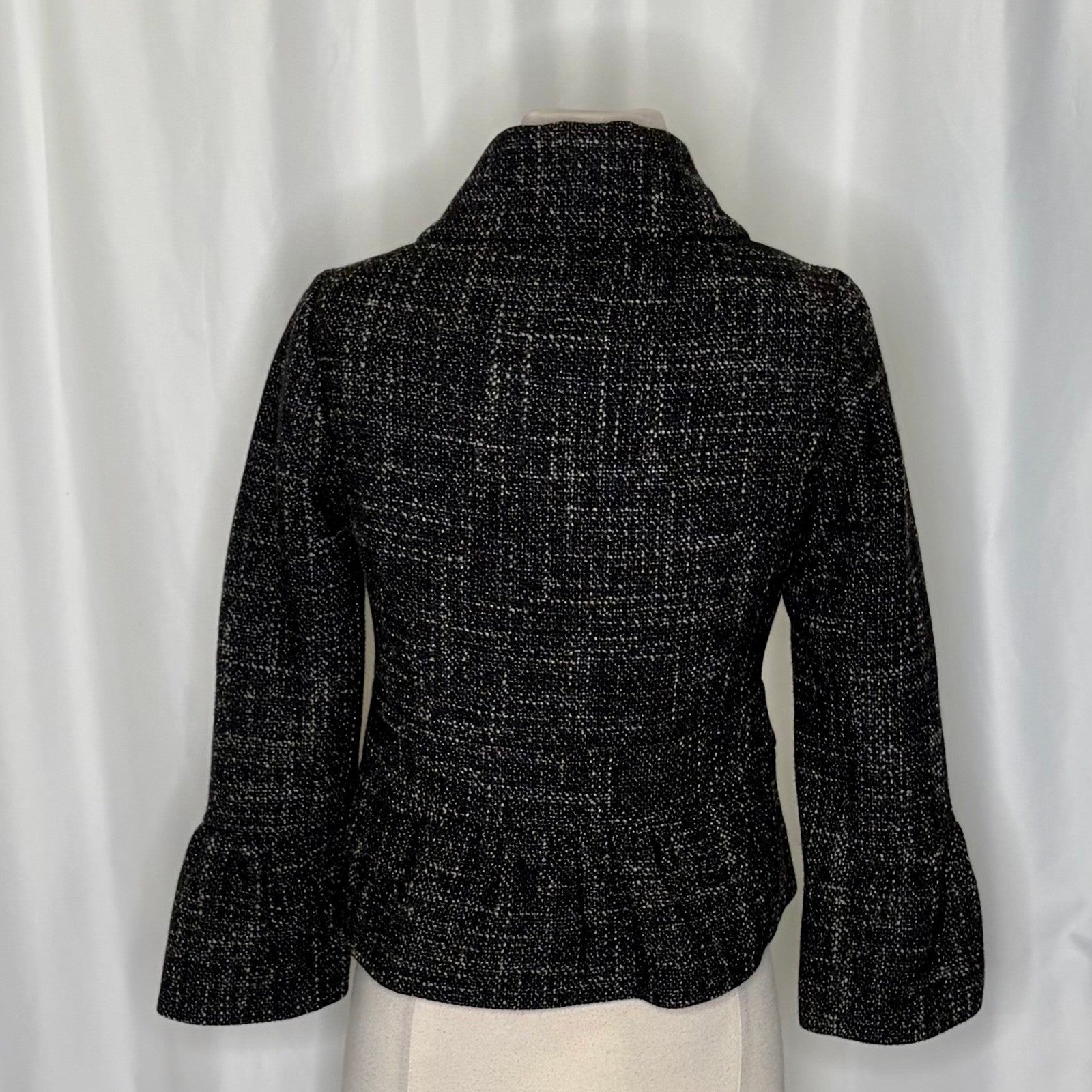 Anthropologie TAIKONHU Teed Peplum Cropped Jacket Coat Wool Blend Size 2