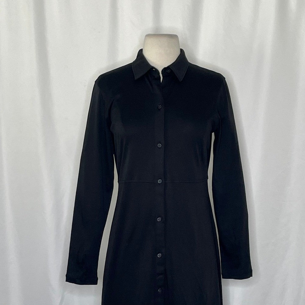 EVERLANE The Luxe Cotton Shirtdress Solid Black Shirt Dress Minimalist Small