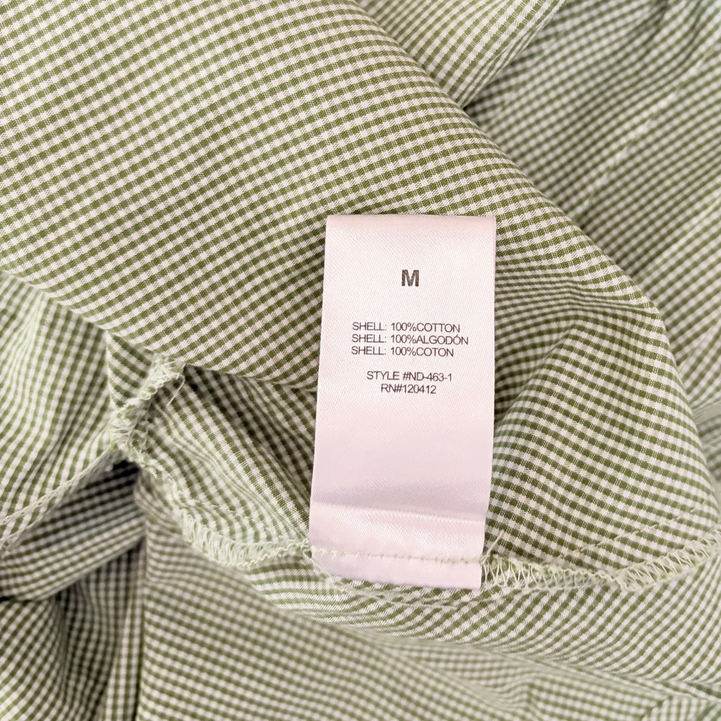 NIA Silvana Green White Gingham Babydoll Dress Tiered Mini Summer Puff Medium