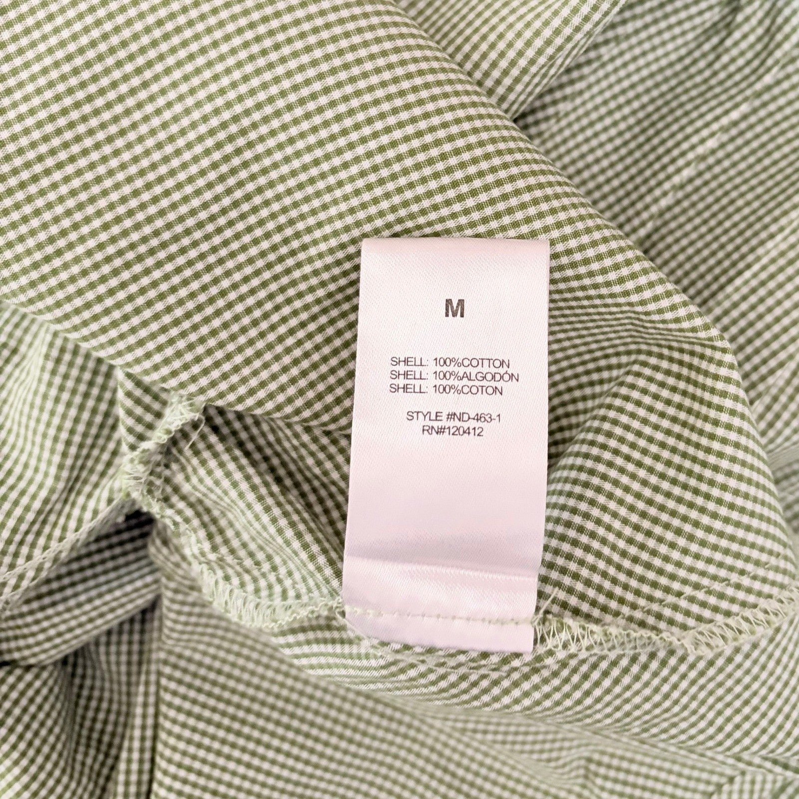 NIA Silvana Green White Gingham Babydoll Dress Tiered Mini Summer Puff Medium