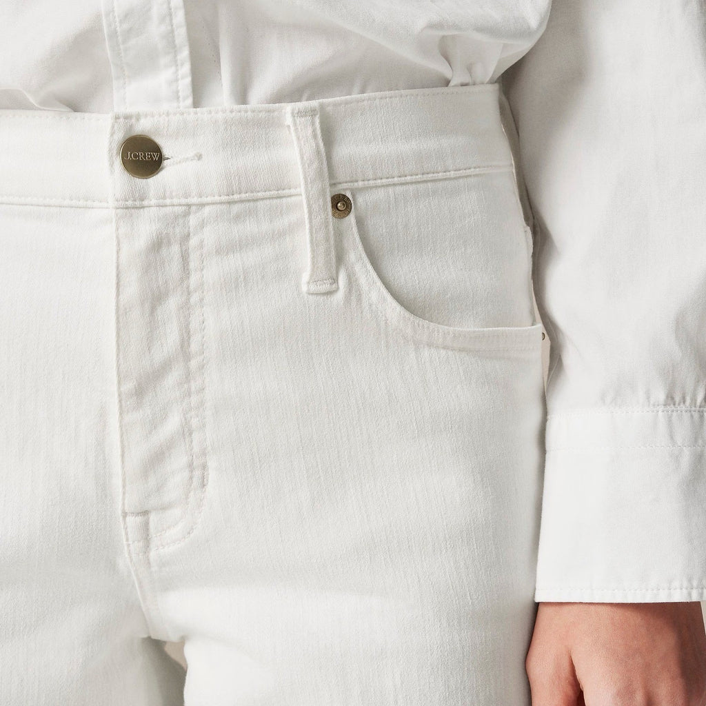 NWT!! J. CREW Mid Rise Kickout Jeans Denim White Stretch Solid Cropped 27 Tall