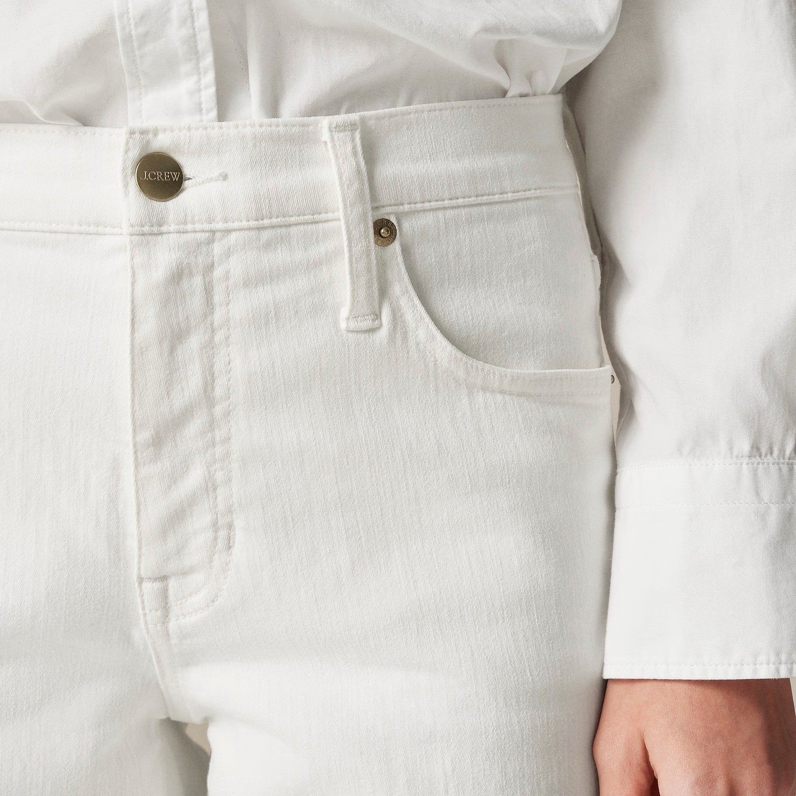 NWT!! J. CREW Mid Rise Kickout Jeans Denim White Stretch Solid Cropped 27 Tall