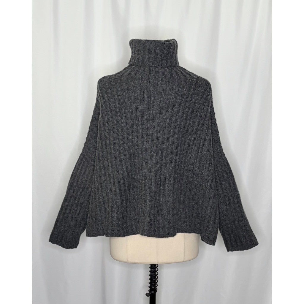 7115 BY SZEKI Dark Grey Turtleneck Sweater Merino Wool Boxy Oversized Small