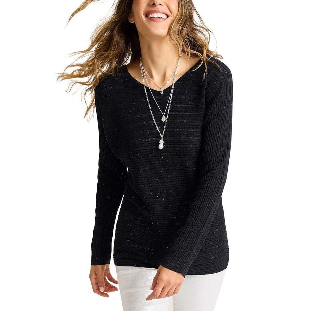 NWT!! TOMMY BAHAMA Jewel Bay Black Sequin V Neck Sweater Pullover Knit Large