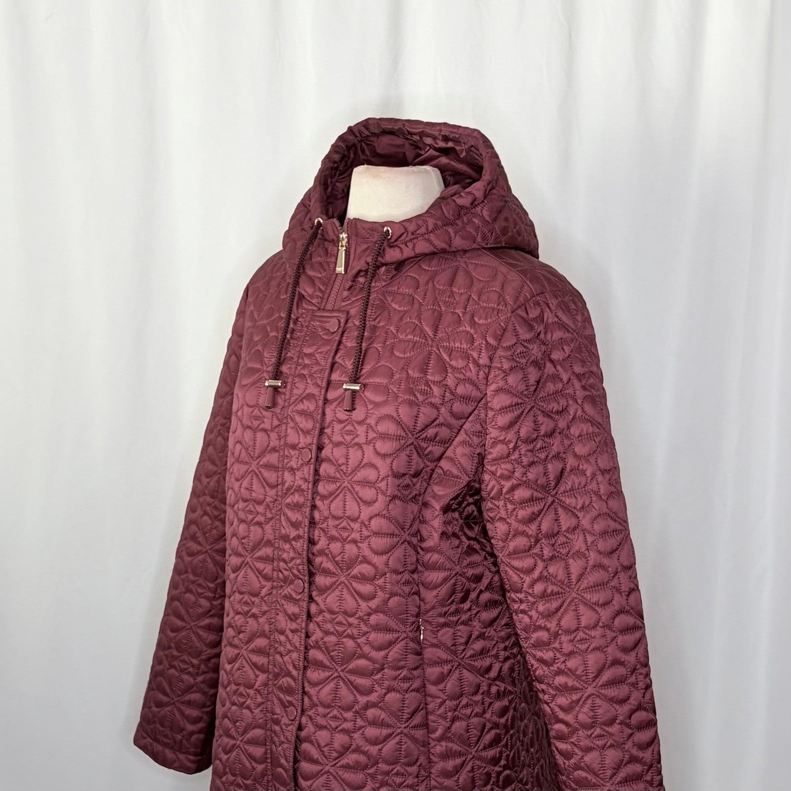 NWT!! KATE SPADE New York Water Resistant Hooded Floral Quilted Jacket X-Large