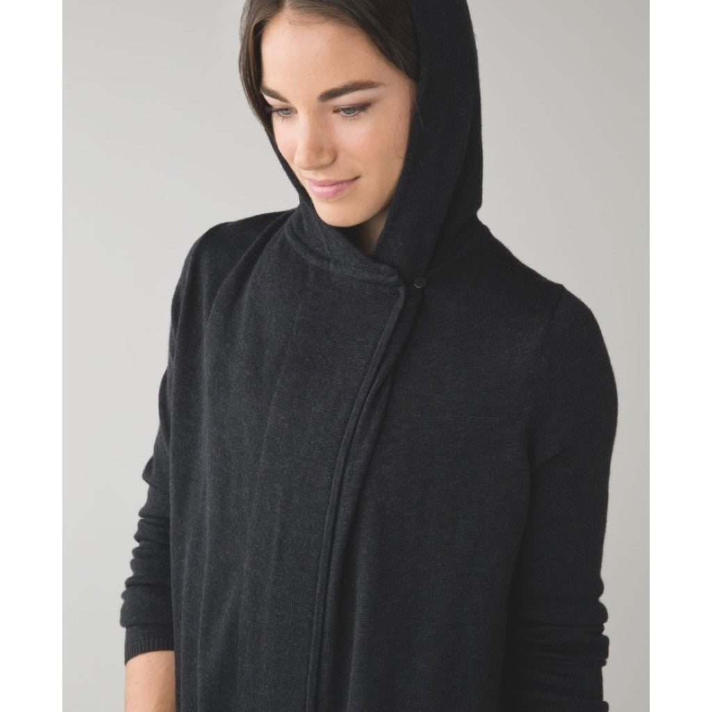 LULULEMON Peace Of Mind Wrap Cardigan Sweater Heathered Black Athleisure Size 8