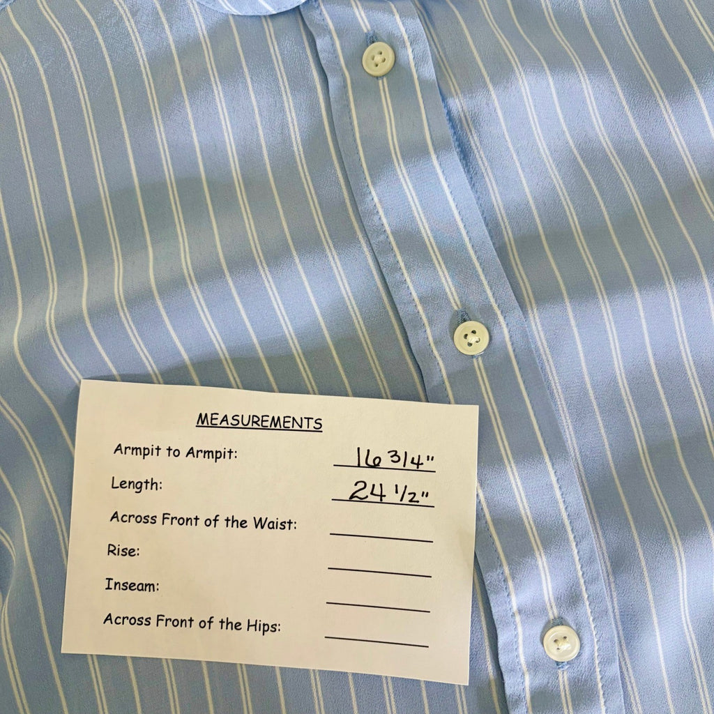 NWT!! J. CREW Jules Club Collar Shirt Striped Crepe De Chine Blue Stripe Size 00