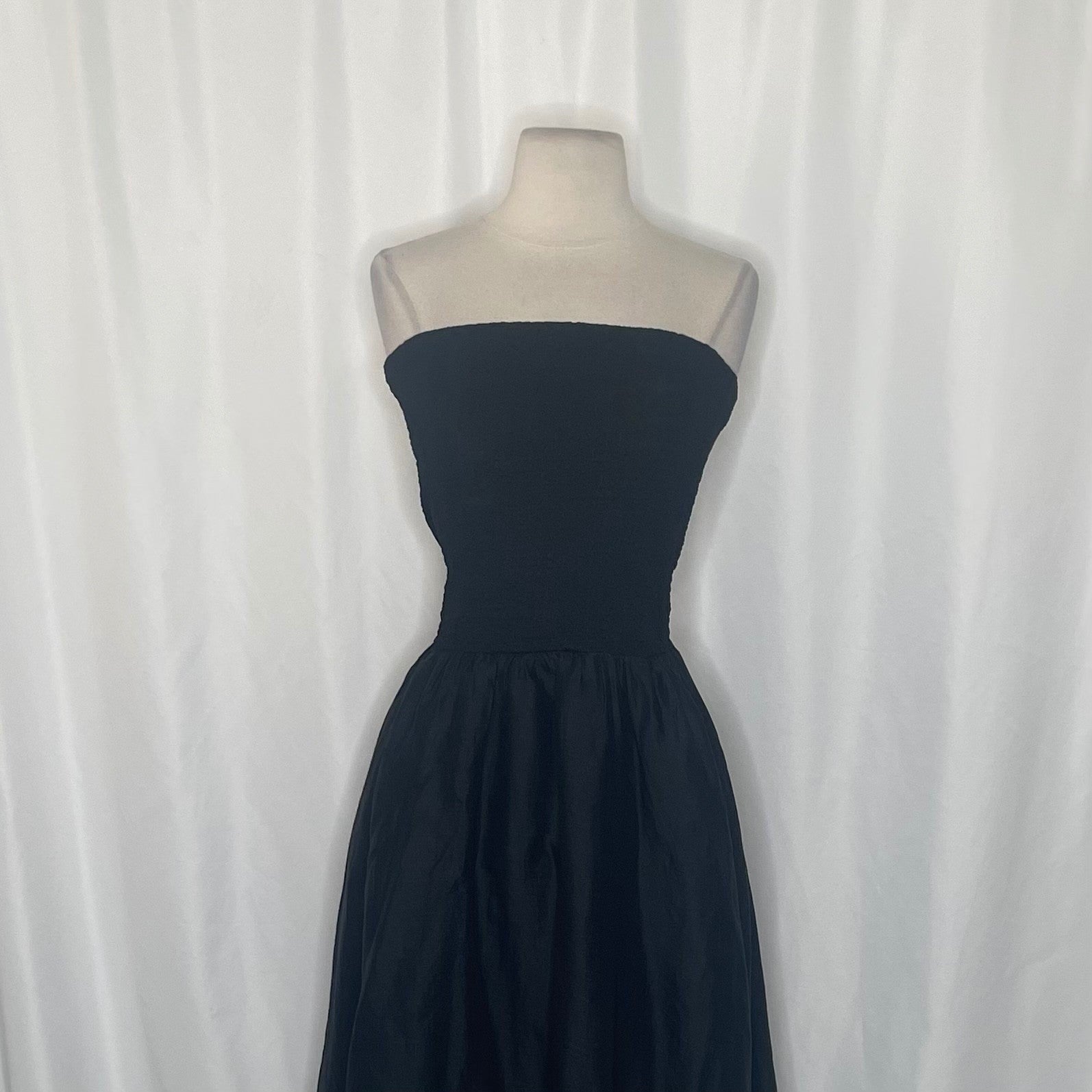 NWT!! J. CREW Strapless Mixy Dress Solid Black Midi Textured Preppy Medium
