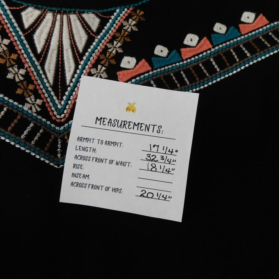 ELLA MOSS Embroidered Joss Shift Dress Retro Black Metallic Boho X-Small