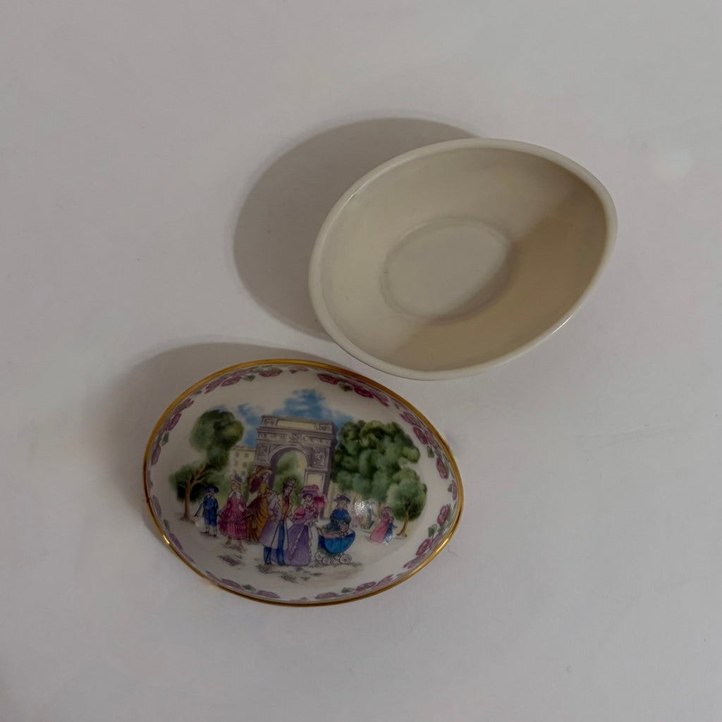 Vintage LENOX Porcelain Egg Trinket Box Mini Small Floral Paris 1985 Easter
