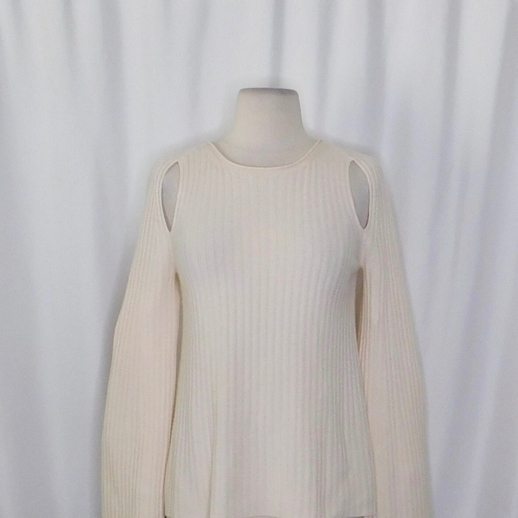 VINCE Cashmere Ribbed Cutout Slit Shoulder Pullover Flare Sleeves Knitwear Small