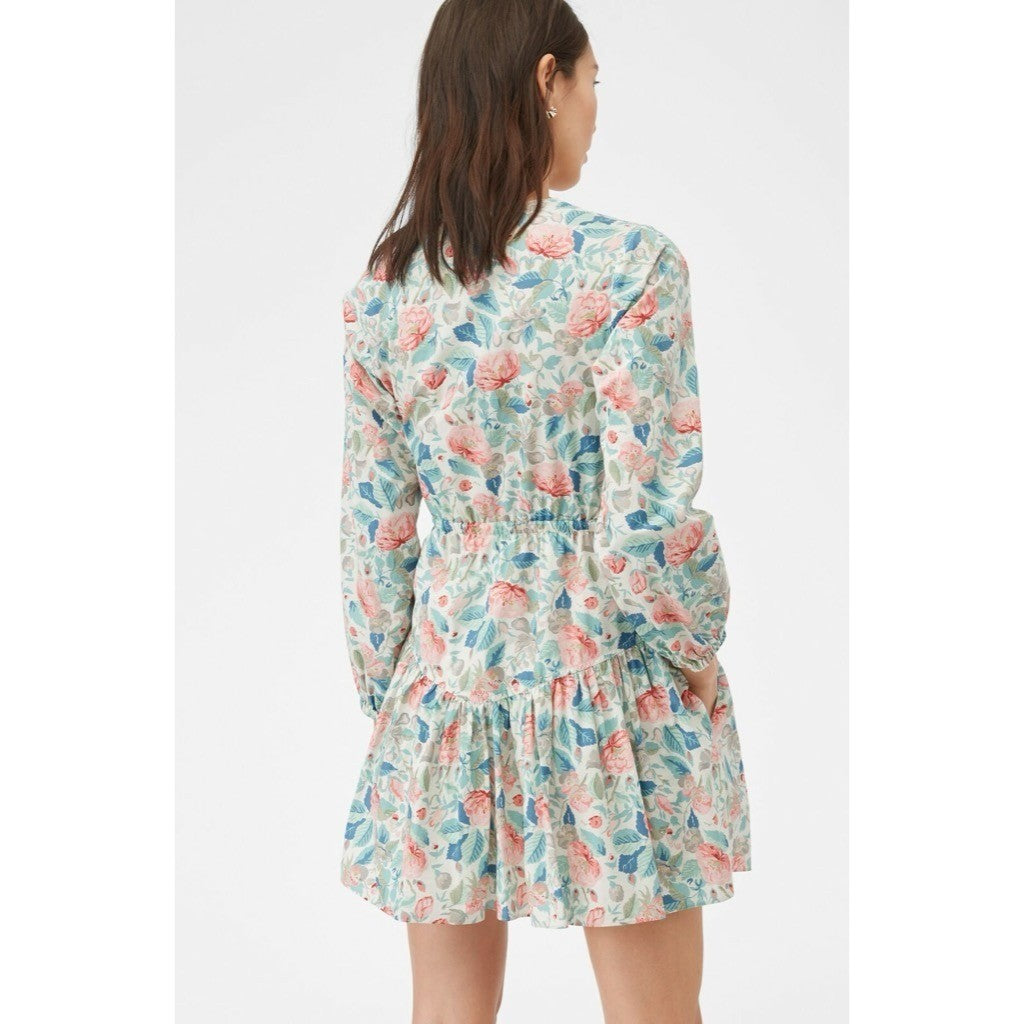 La Vie REBECCA TAYLOR Paint Garden Floral Dress Tie Waist Mini Spring Medium