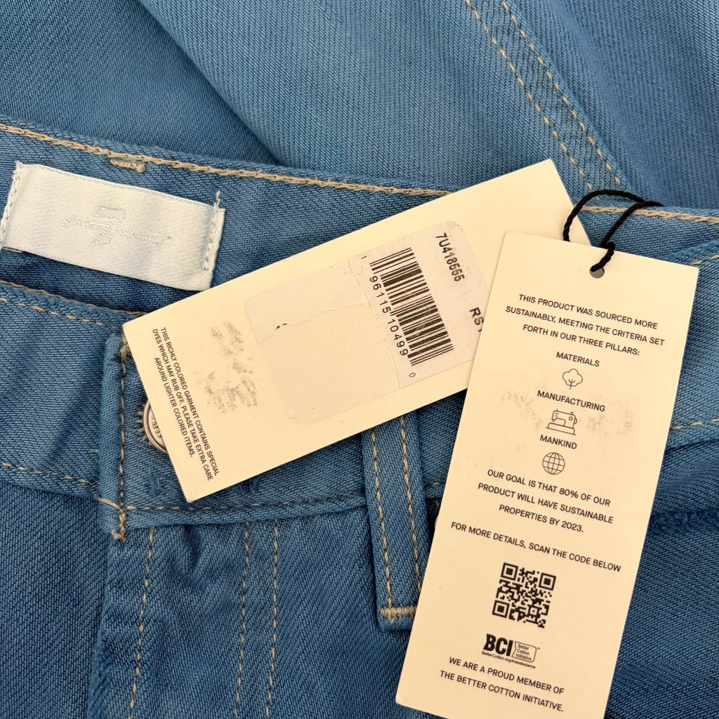 NWT!! 7 FOR ALL MANKIND Balloon Distressed Denim Jeans Tapered Blue Size 26