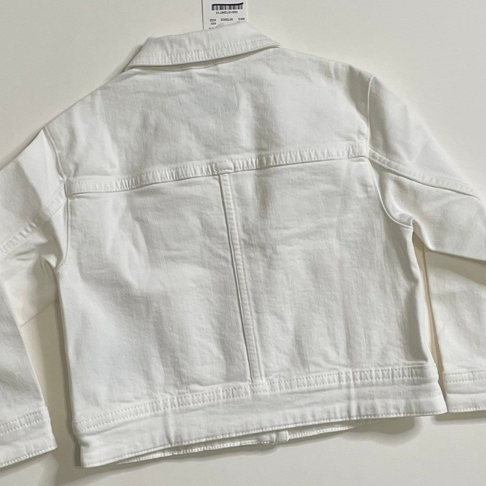 NWT!! Girl's J. CREW Crewcuts Cropped Denim Trucker Jacket White Denim XXS 2-3