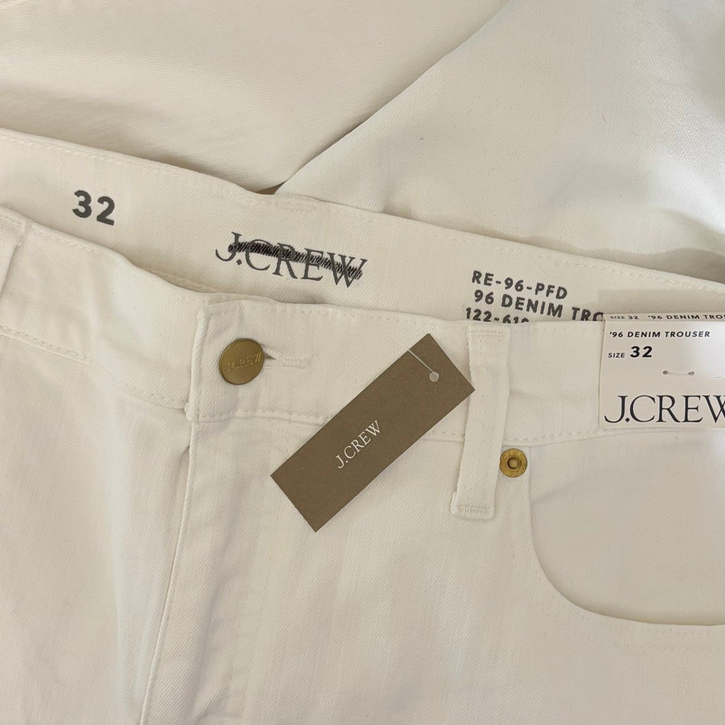 NWT!! J. CREW New High-Rise Denim Trouser Jeans White '96 Wide Leg Retro Size 32
