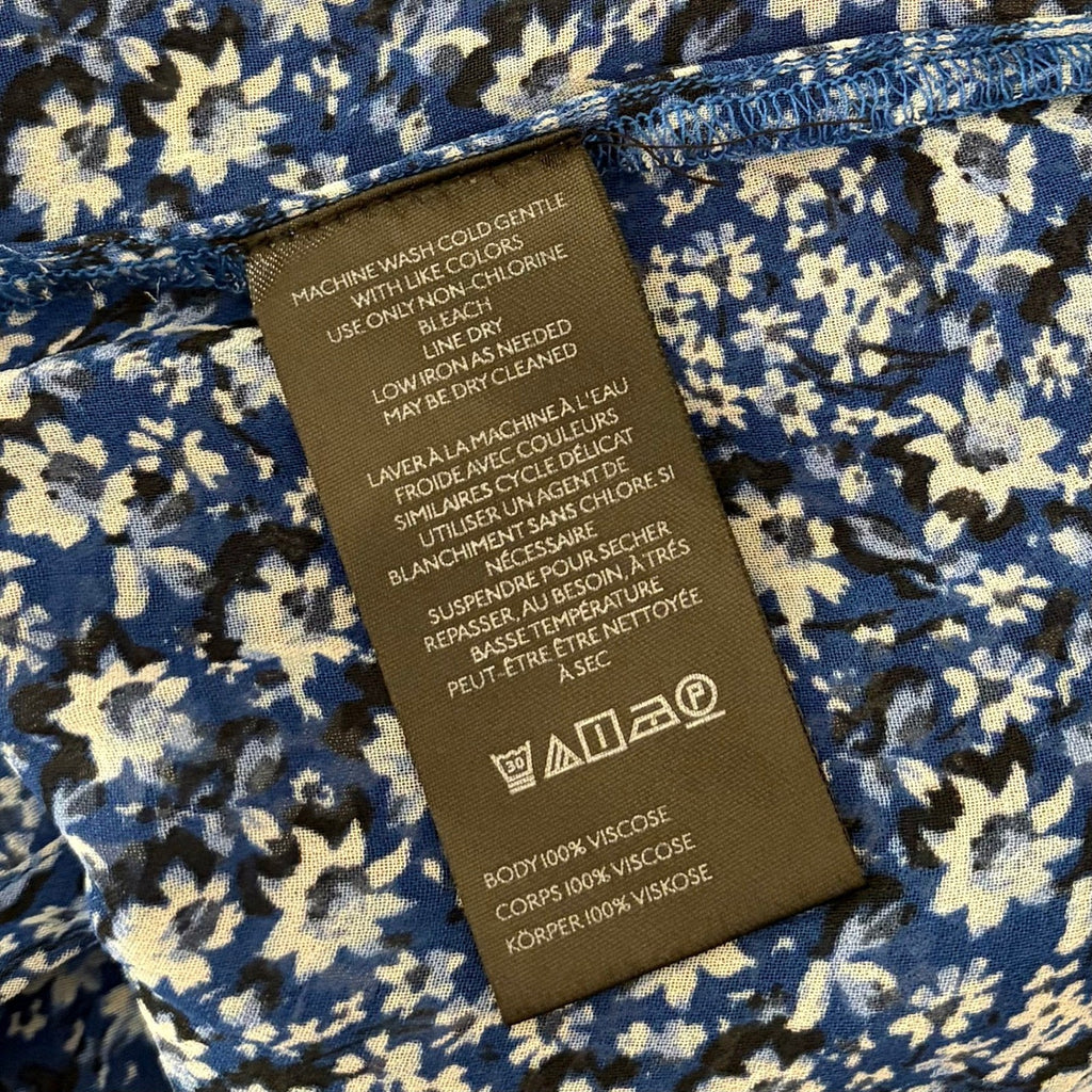Anthropologie MAEVE Square Neck Sheer Babydoll Top Blue White Floral Large