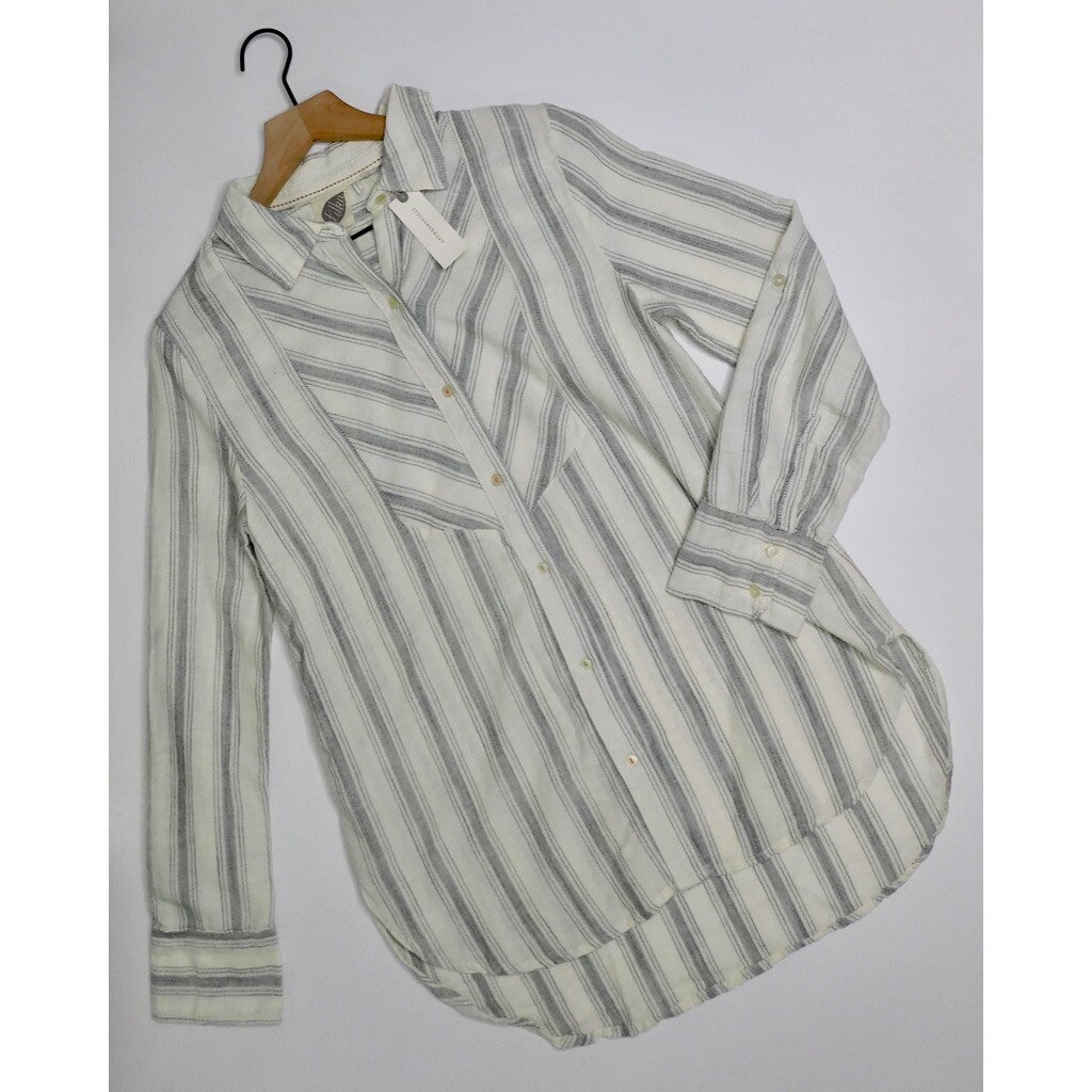 NWT!! Anthropologie LILKA Windrift Stripe Button Down Shirt Top Cotton X-Small