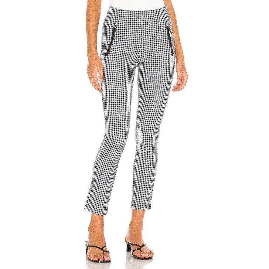 Revolve RAG & BONE Simone Gingham Pants Check Black White Tapered Size 4