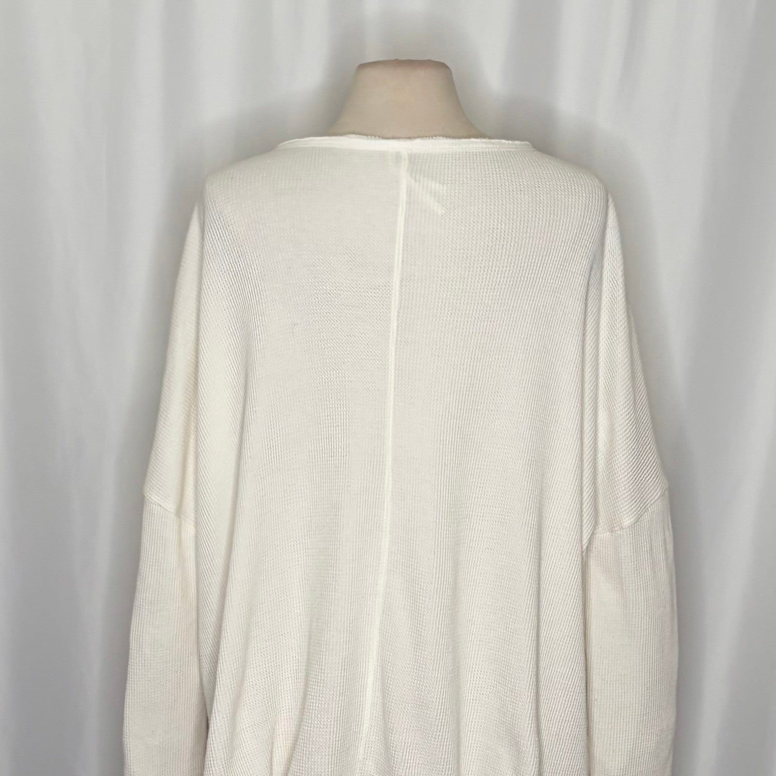 By ANTHROPOLOGIE Waffle Knit Oversized Top Shirt Pullover Pale Ivory Medium