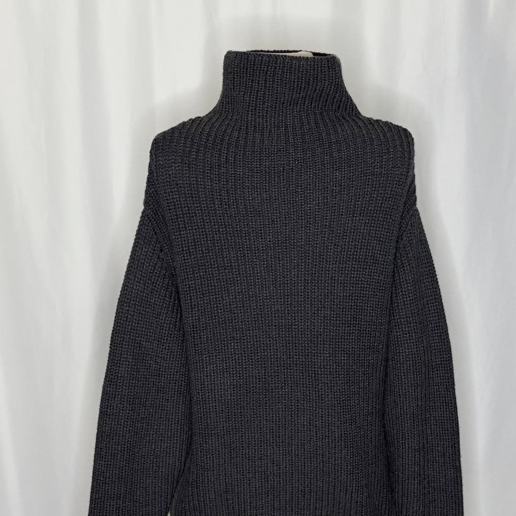 NEW!! Aritzia WILFRED Wool Shaker Knit Mock Neck Turtleneck Sweater Gray Small