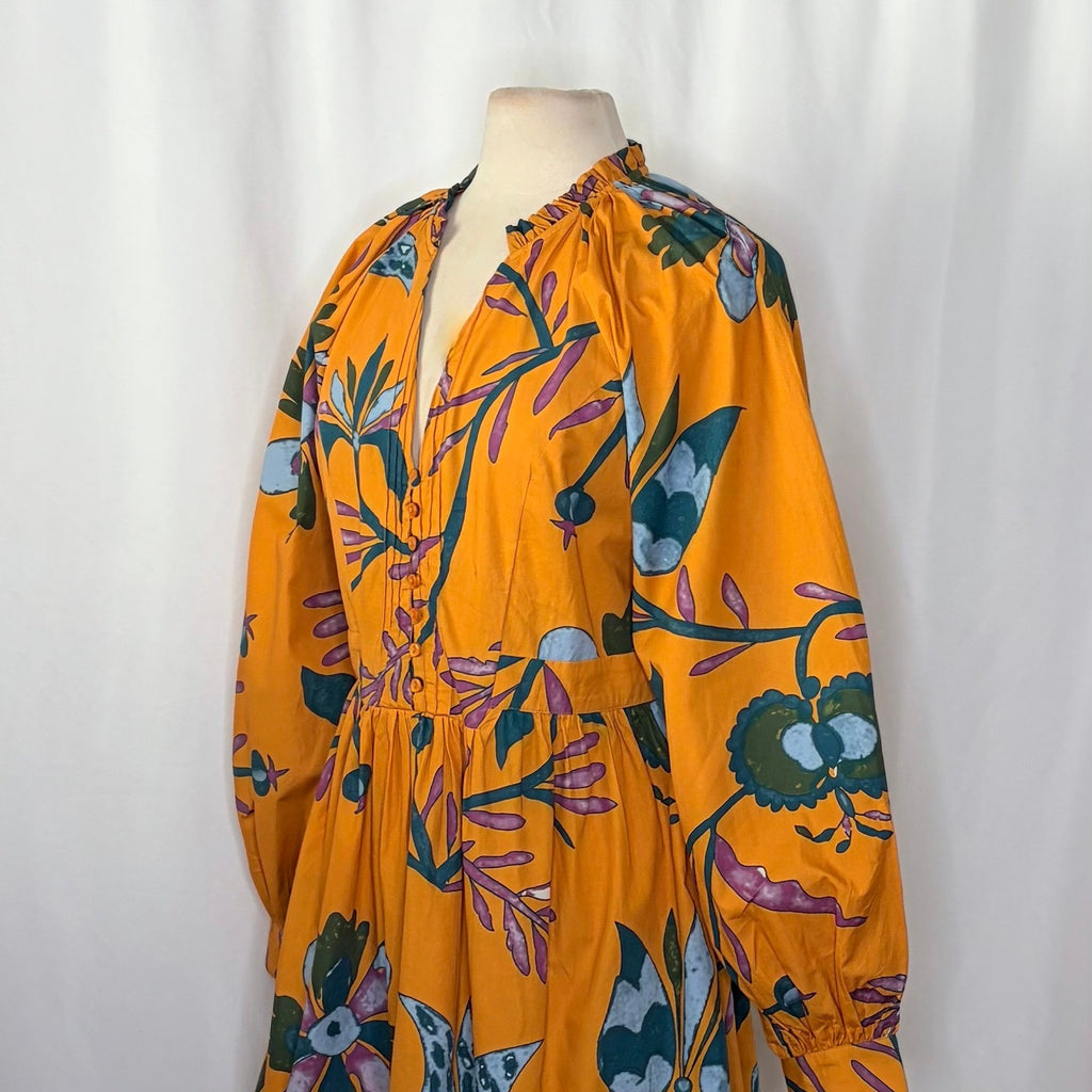 NEW!! Anthropologie LET ME BE Tropical Floral Dress Raglan Long Sleeves Large