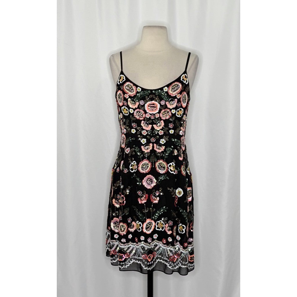 NEEDLE & THREAD Black Sequin Embellished Dress Beaded Party Special Occasion 8