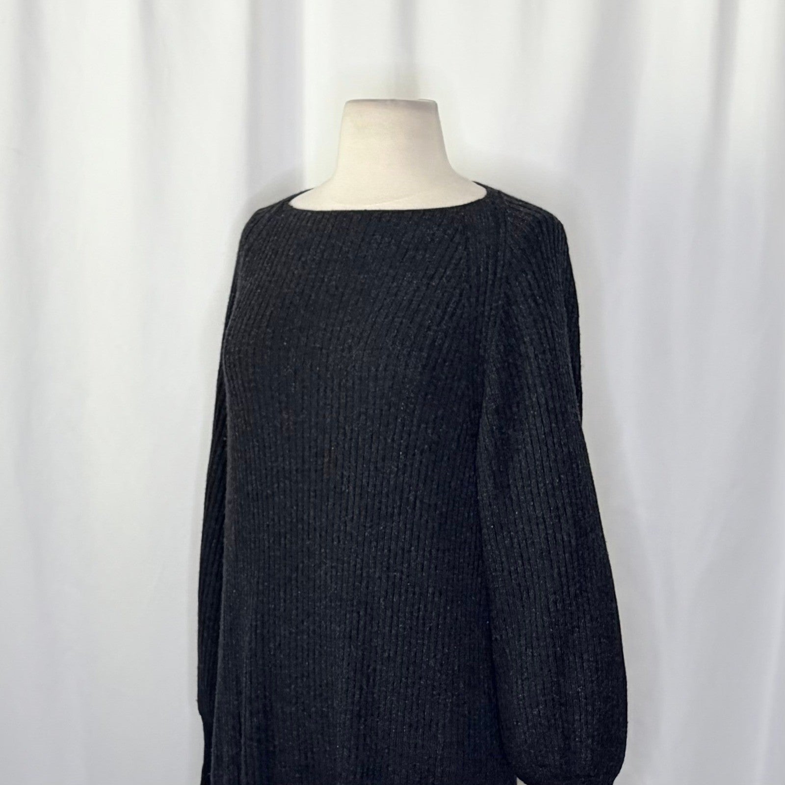 VINCE Cashmere Wool Grey Ribbed Knit Sweater Dress Raglan Sleeves Preppy Small