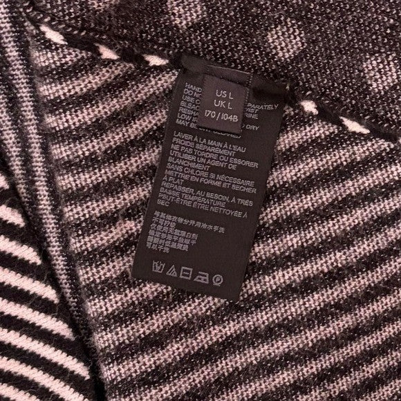 By ANTHROPOLOGIE Lizzie Mock Neck Sweater Black White Polka Dot Striped Large