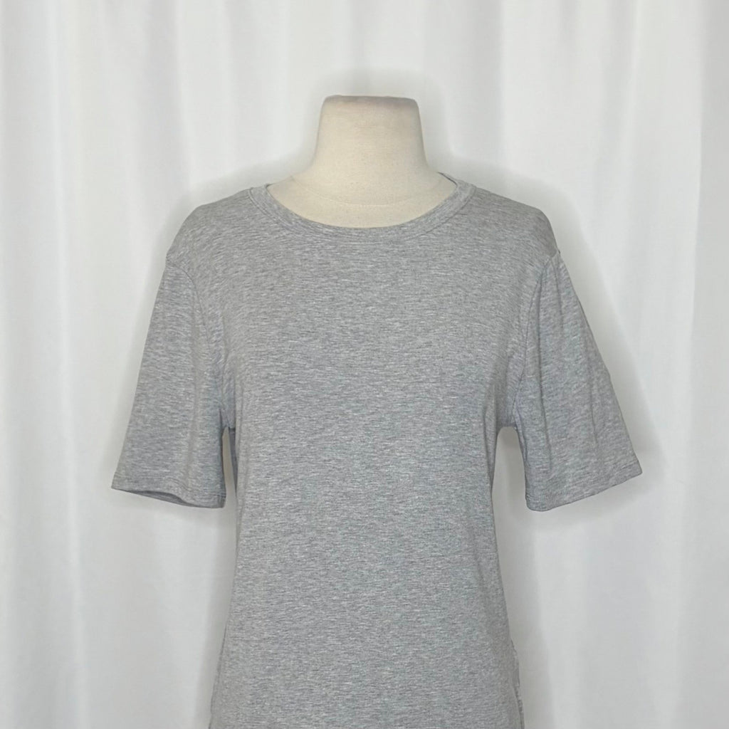 J. CREW Refined Rib Elbow-Sleeve T-Shirt Tee Top Shirt Heathered Silver Large