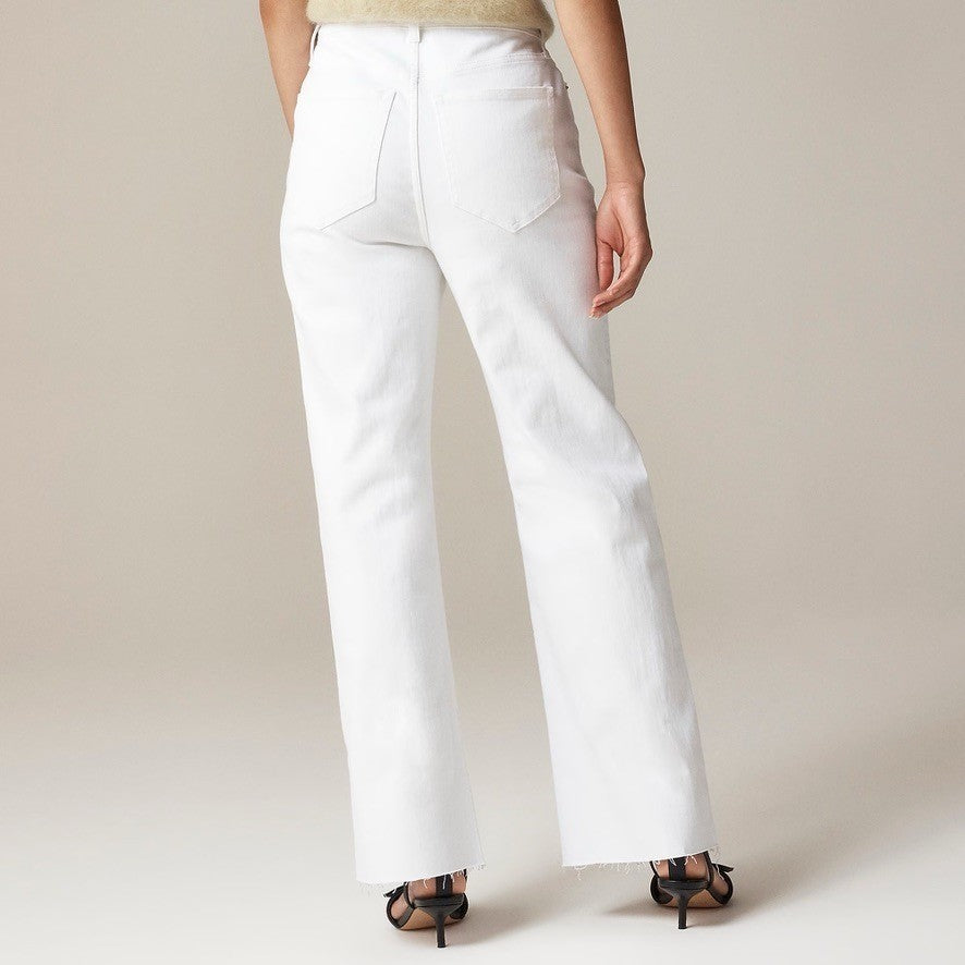 NWT!! J. CREW Curvy Slim Wide Denim Jeans Solid White Raw Hems Stretch Size 27
