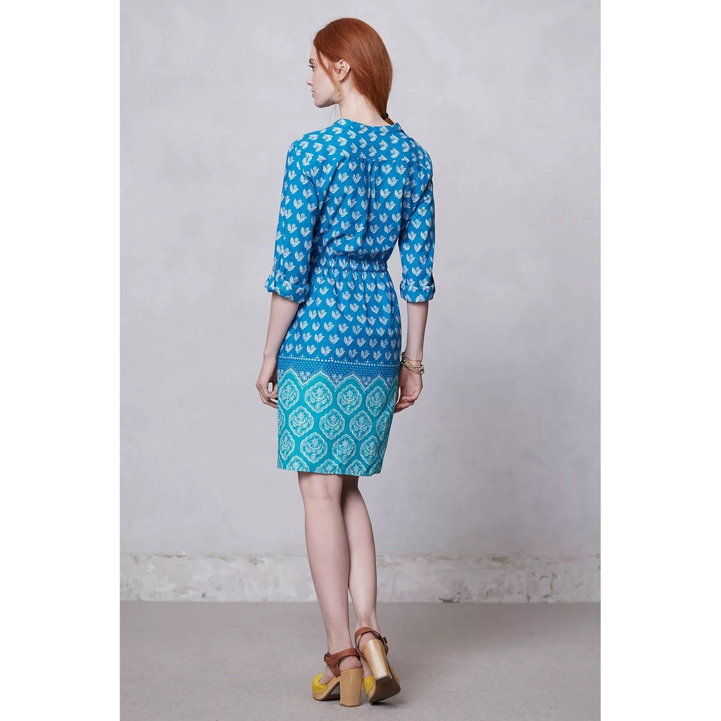 Anthropologie MEADOW RUE Anila Shirtdress Floral Blockprint Shirt Dress Size 4