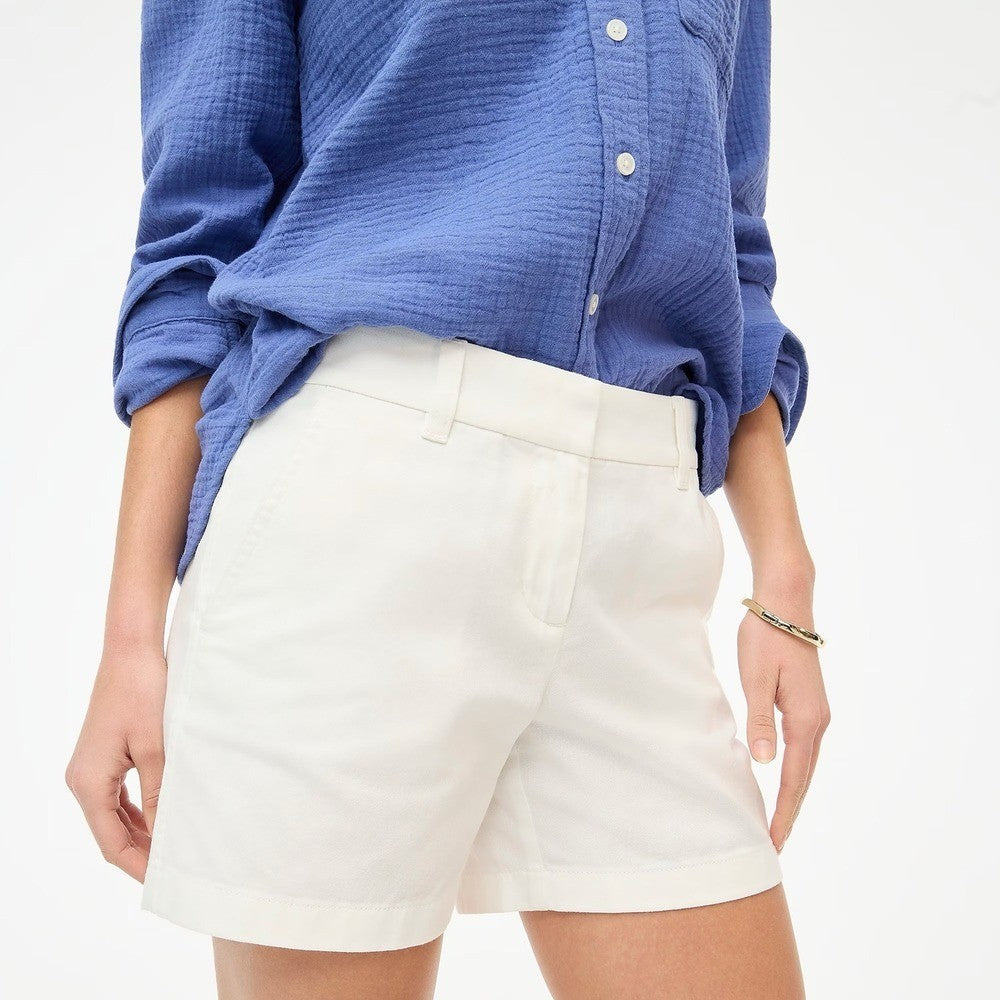 NWT!! J. CREW Factory 5" Classic Chino Shorts Solid White Pockets Preppy 12