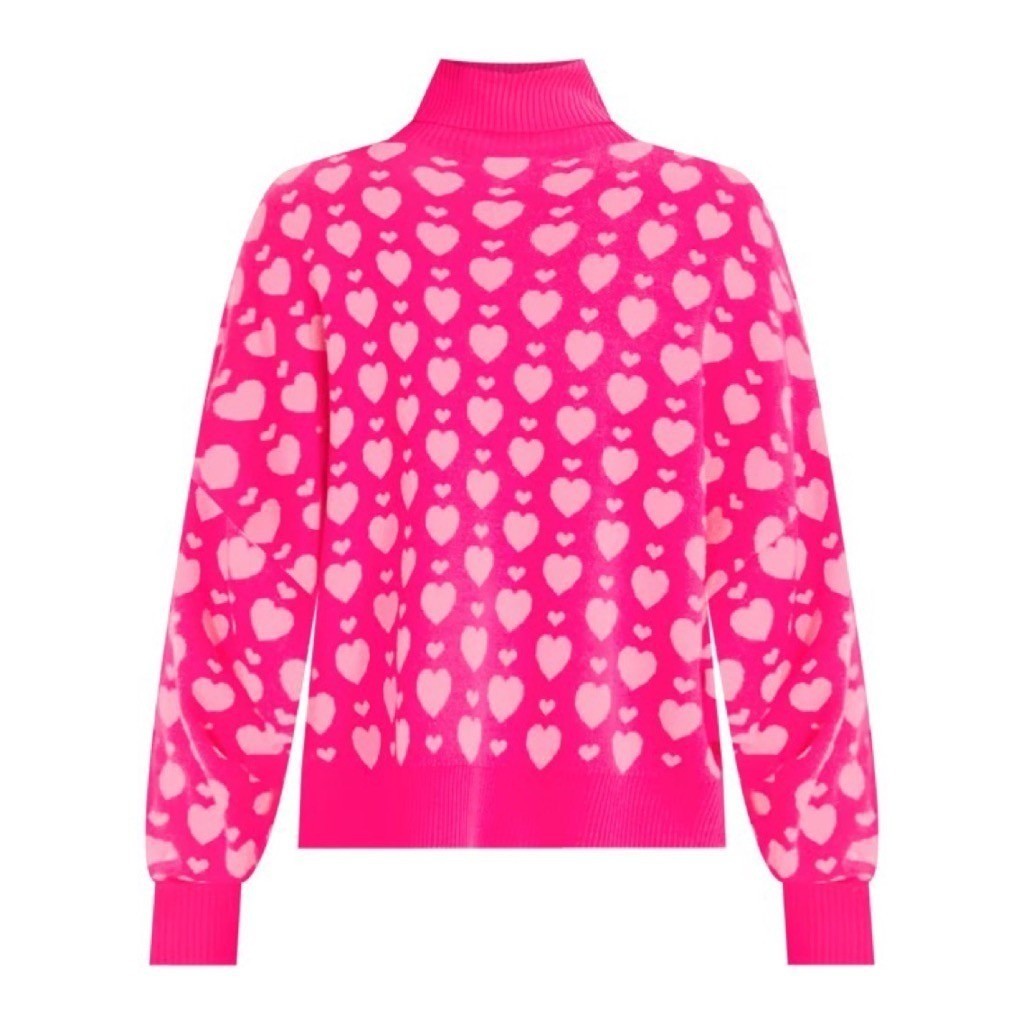 LILLY PULITZER Liggy Sweater Passion Fruit Pink Valentine Heart Jacquard Small