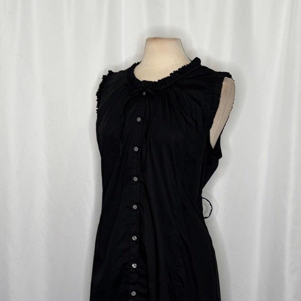 NWT!! J. CREW Factory Ruffle Tie Neck Mini Dress Solid Black Preppy Shift 18