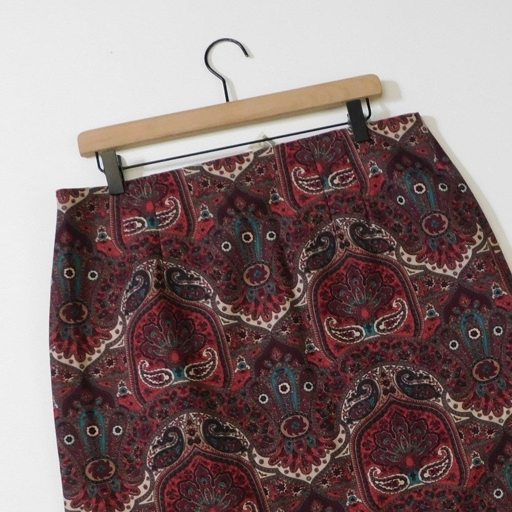 NWT!! TALBOTS Opulent Paisley Side Button Faux Wrap Skirt Academia 14P 14 Petite