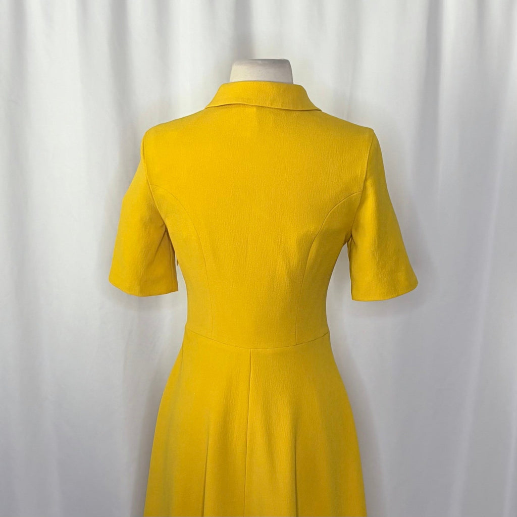 DRESS THE POPULATION Mallory Point Collar Half Zip Midi Dress Solid Yellow XS