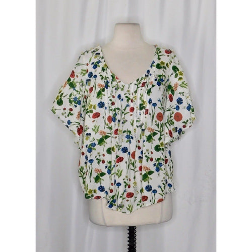 Anthropologie MAEVE Maya Floral Fluttered Top Blouse Strawberry Fruit Berries 2